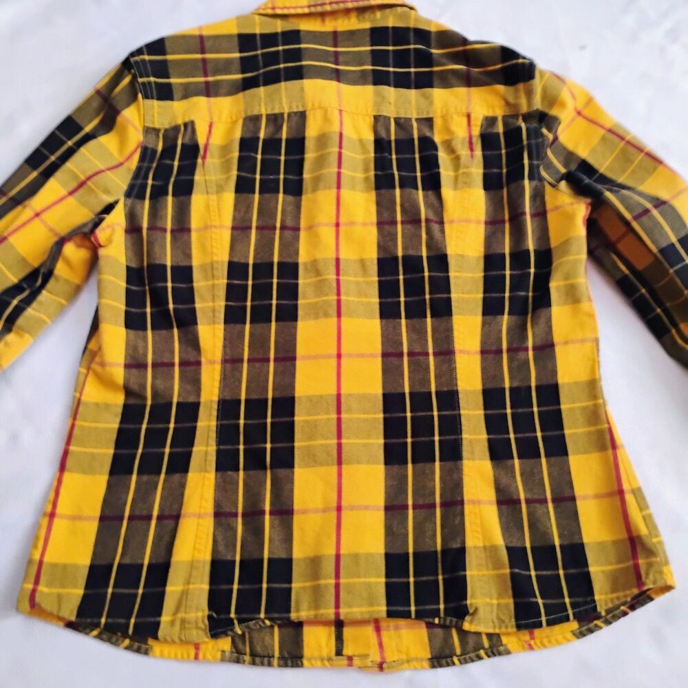 Tommy Hilfiger Y2K Yellow Plaid Flannel Shirt Small Clueless 2002 Snap Vintage - Picture 16 of 16